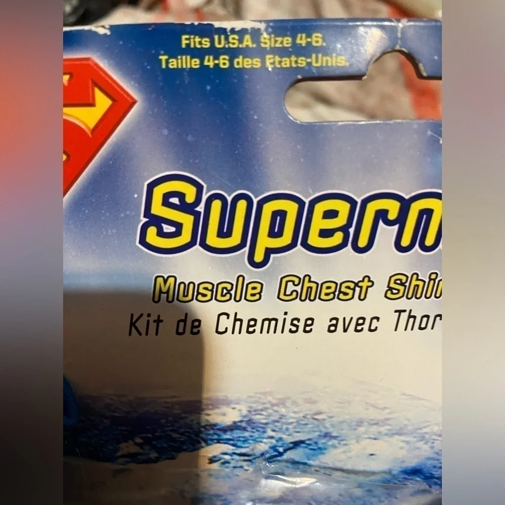 Boys Kids Sz 4-6 Superman Costume Halloween Theme Kids super Hero Muscle Shirt